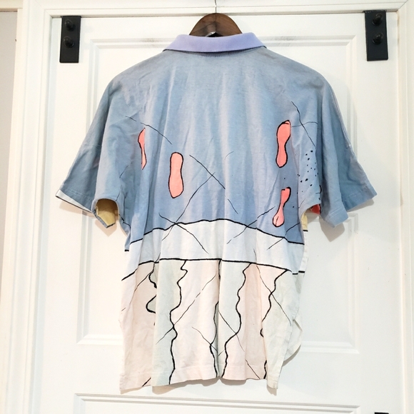 Vtg Ixspa Mens S 1/4 Button Collared Shirt Jamie Sadock Dolman Pastel Bull Steer - Picture 2 of 9